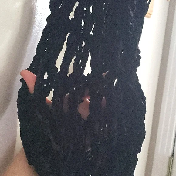 Hand Knit Chenille Black/Noir Infinity Scarf - Picture 4 of 7